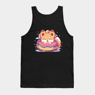 Pride Month Kawaii Corgi with Donut Pixel Art Tank Top